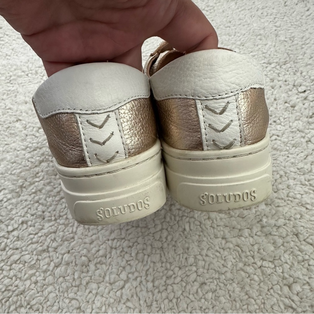 Soludos Ibiza Classic Rose Gold Leather Sneaker Women’s Size 7 - Picture 4 of 10